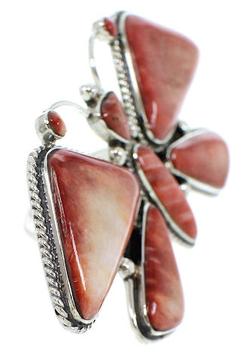 Large Statement Red Oyster Shell Butterfly Ring Size 8 PS72880